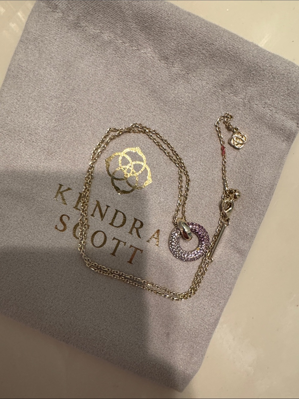 Kendra Scott Gold-Tone Necklace with Purple Pavé Circle Pendant